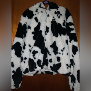 Plus Size Cow Print Cropped Jacket